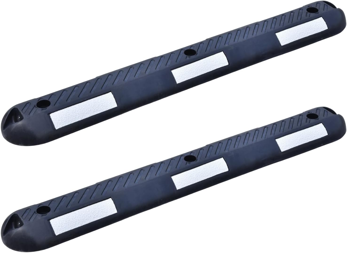 2 Pack Traffic Lane Divider with Reflective Strips, 40 Inch Black Parking Lot Divider Curb, Driveway Separator Curb System for Road Safety, Garage & Parking Space Management