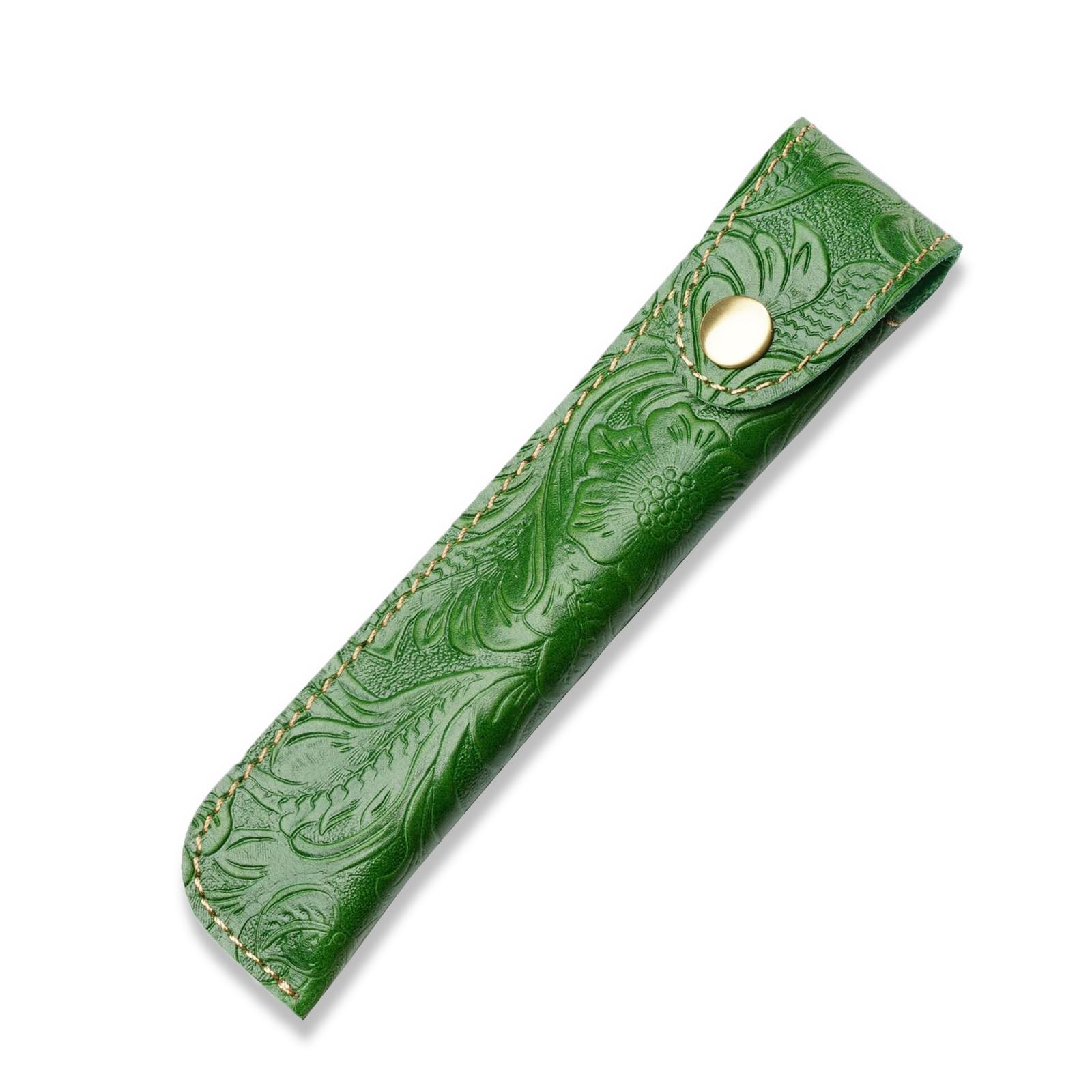 Kaizuca Leather Pen Case Holder, Protective Pen Case, Fountain Pen Holder Case, Carving Craft, with Metal Button