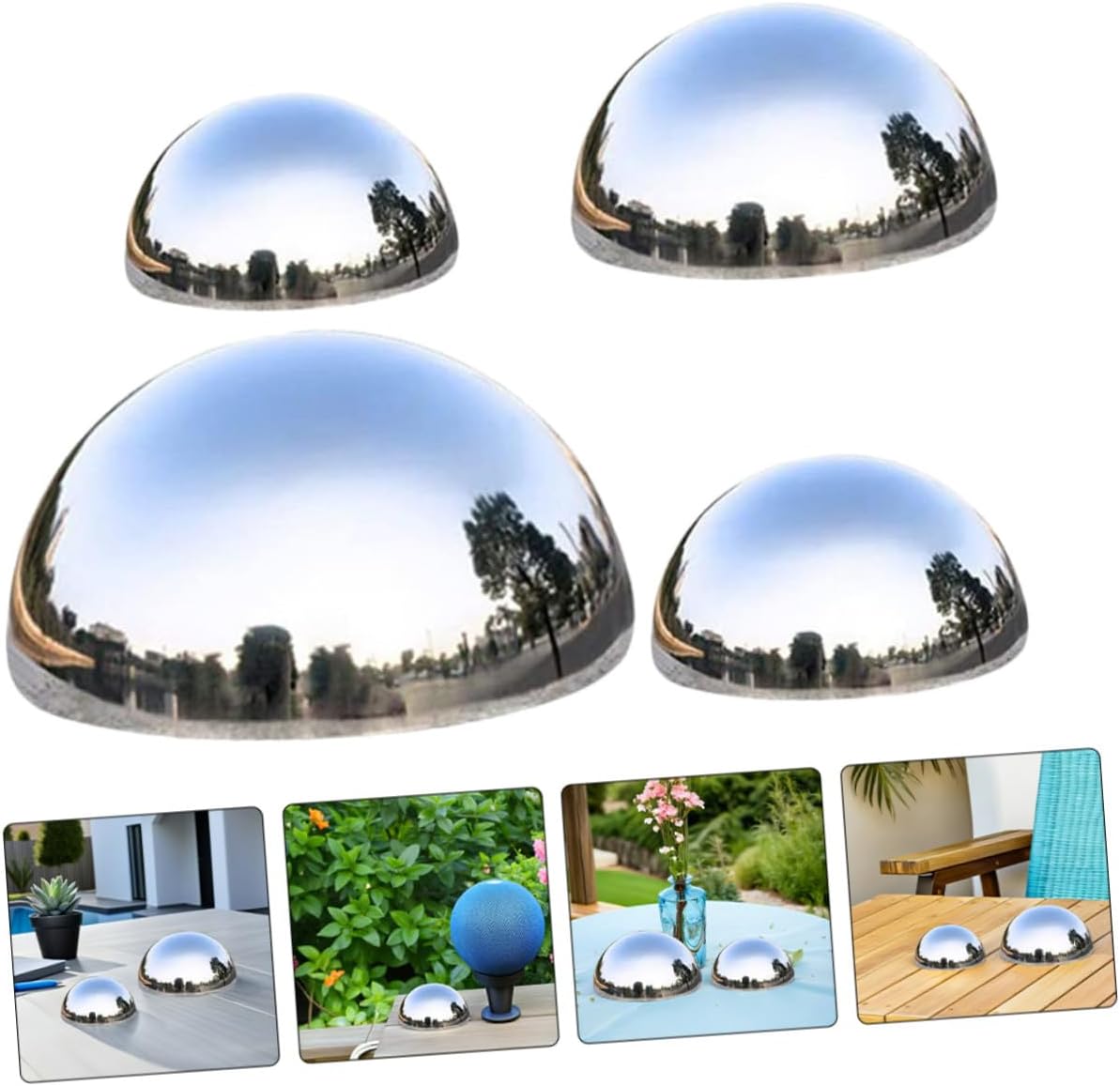 Holibanna 7pcs Stainless Steel Gazing Balls Mirror Spheres Garden Globes Outdoor Lawn Decoration Set Polished Reflective Metal Spheres 76-150mm