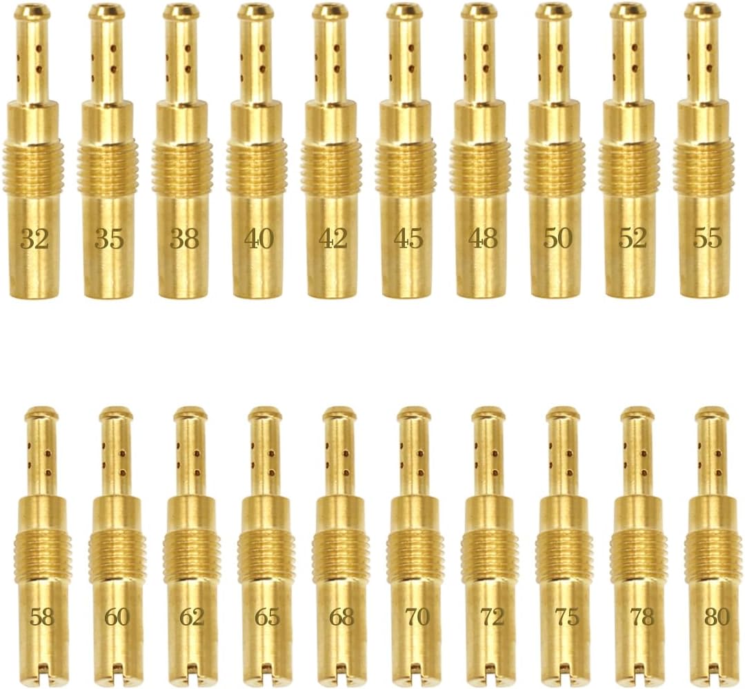 Carburetor Carb Slow Pilot Jet 20pcs Injector Nozzle Velocity Emulsion Tube for CV CVK CVH FCR ZZR PE CV40 Sportster 883 XL883 1200 XLH1200 Arctic Cat ATV CVK (N424-25B)