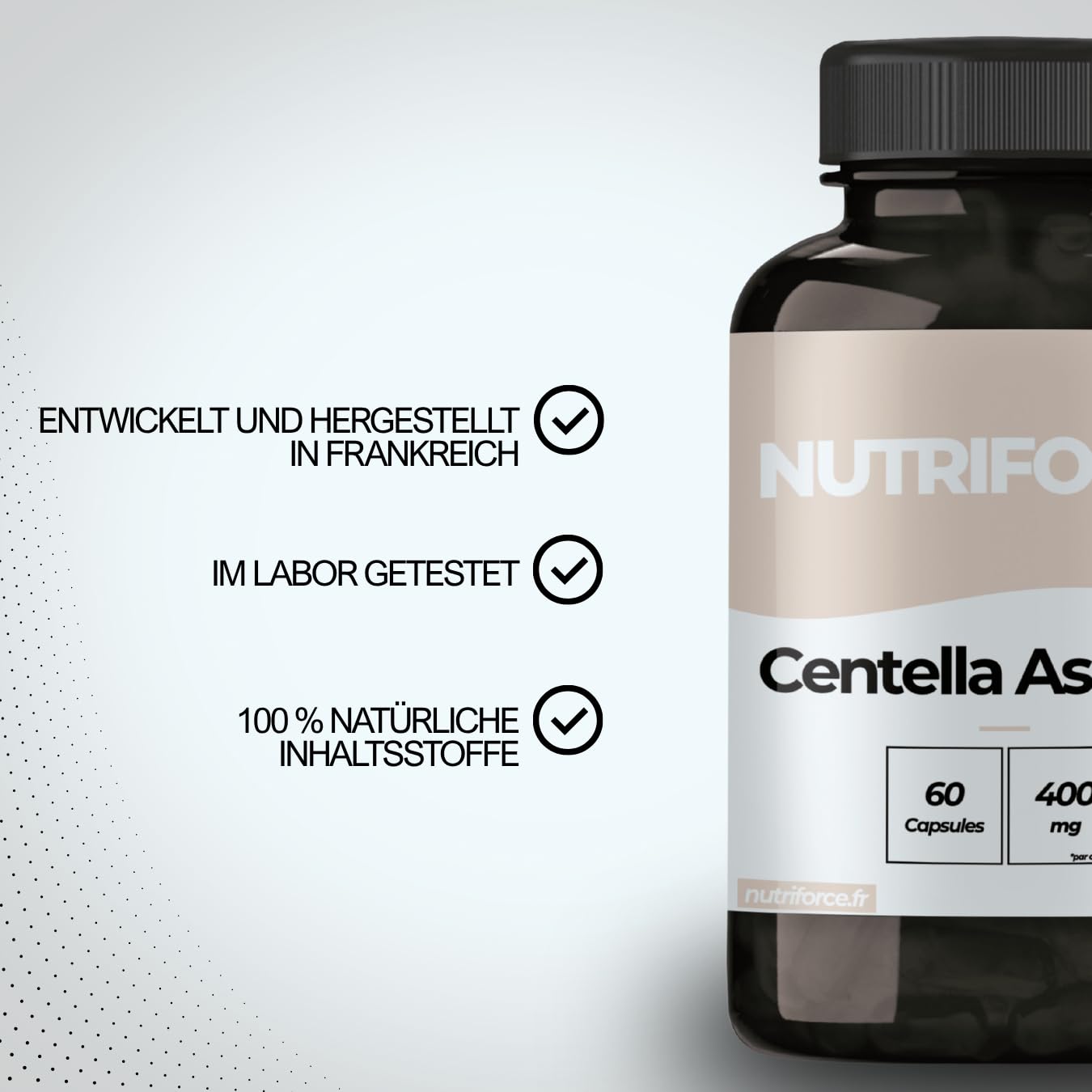 Centella Asiatica 400mg – Gelenke, Haut & Stress – Stärkste Kollagensynthese & GABA-Aktivierung – 100% Vegan – 60 Tage – Frankreich