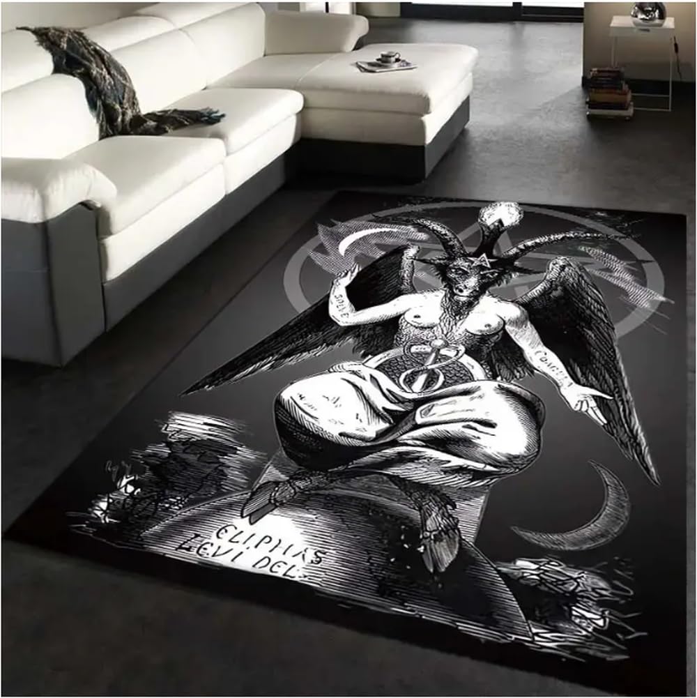 Tapis lune pentagramme gothique pour créer un coin sorcière mystique au salon