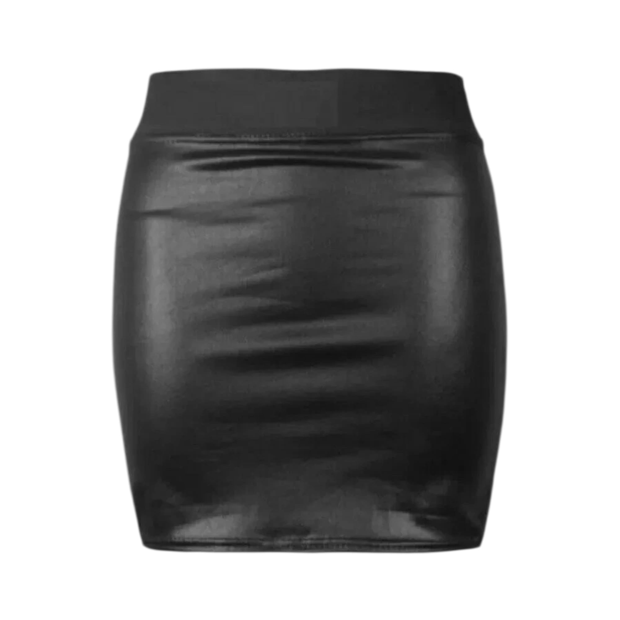 Womens Formal Wet Look PVC Ladies Sretchy Office Bodycon Midi Peplum Pencil Skirt Plus Size 8-24 (20-22 UK, Mini Skirt)