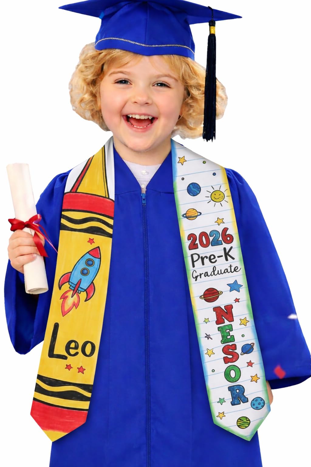 Chillever Custom Preschool Kindergarten Graduation Stole Personalized Name, Kids Pre-K Ceremony Sash, Preschool Graduate Sash - 2