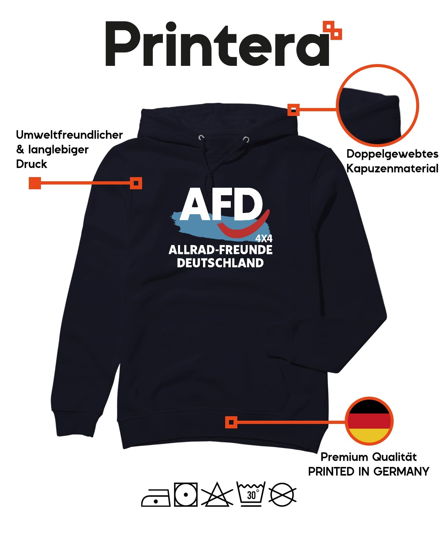 Allrad Freunde Deutschland 4x4 AFD Politik Spruch Wahlen Bundestag Unisex Hoodie Hoodie