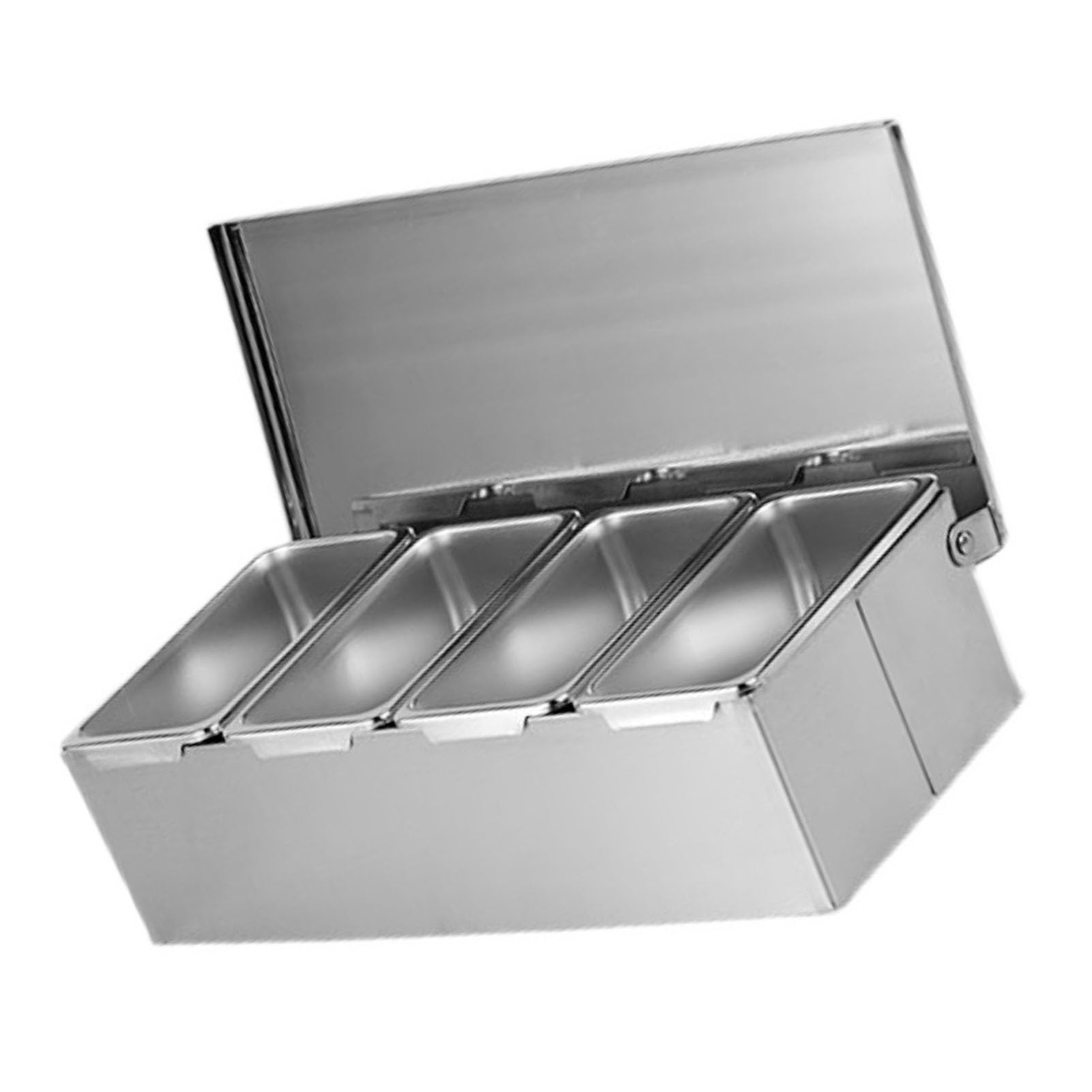 Yunir Grands Plateaux de Boîte D'assaisonnement à 4 Grilles, en Acier Inoxydable, Boîte à épices Grand Espace, Boîte D'organisation D'assaisonnement, Pots à Condiments pour Collations