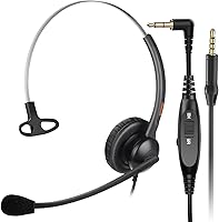 Vista 1 de Auriculares de teléfono con cable de centro de llamadas con conector de 0.098 in para Cisco SPA Polycom Pansonic, auriculares de teléfono fijo