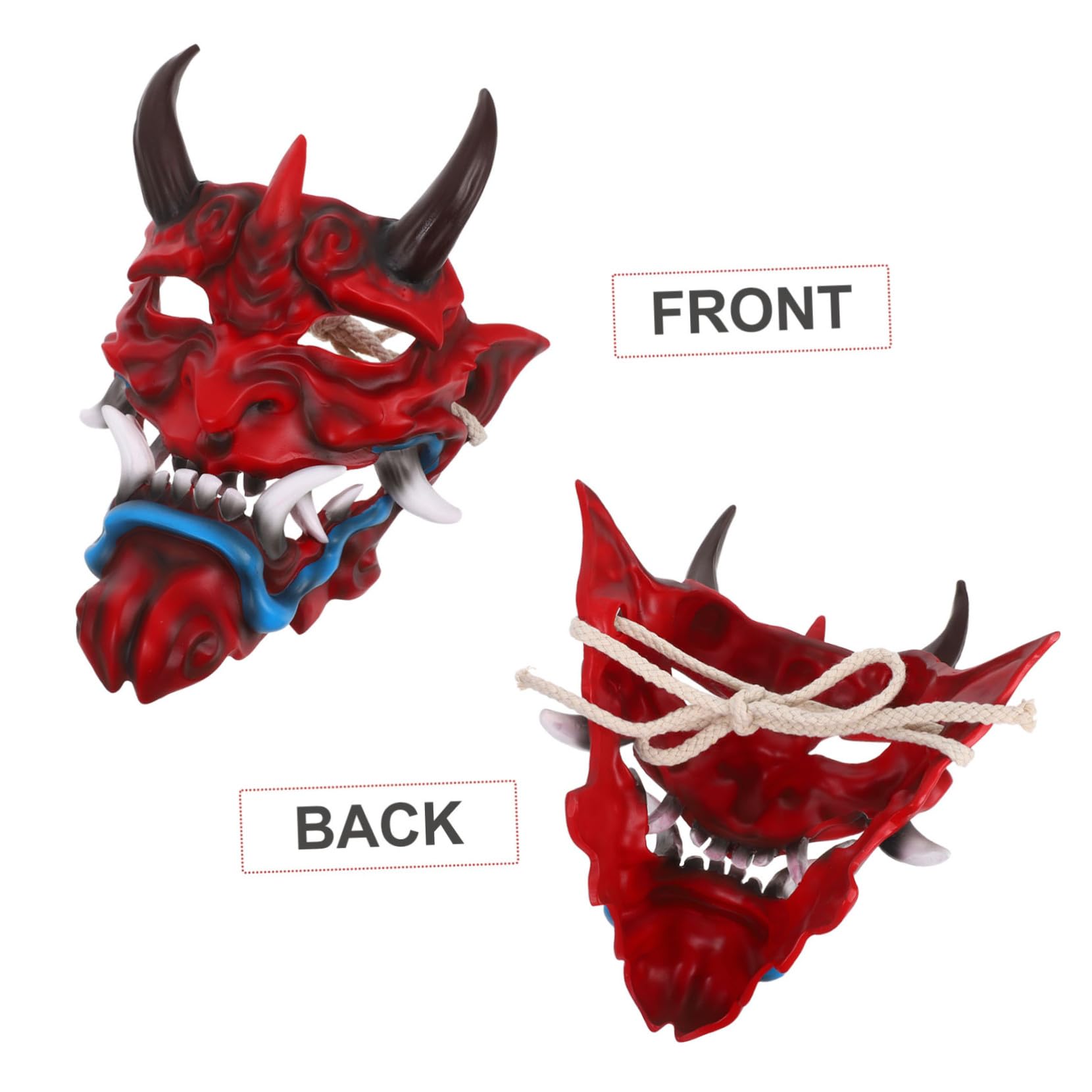 HANABASS Maska Oni Halloween dla Dorosłych Demon Cosplayowy z Realistycznym Wzorem Idealny Maskarady Imprezy Kostiumowe i Tematyczne Wydarzenia