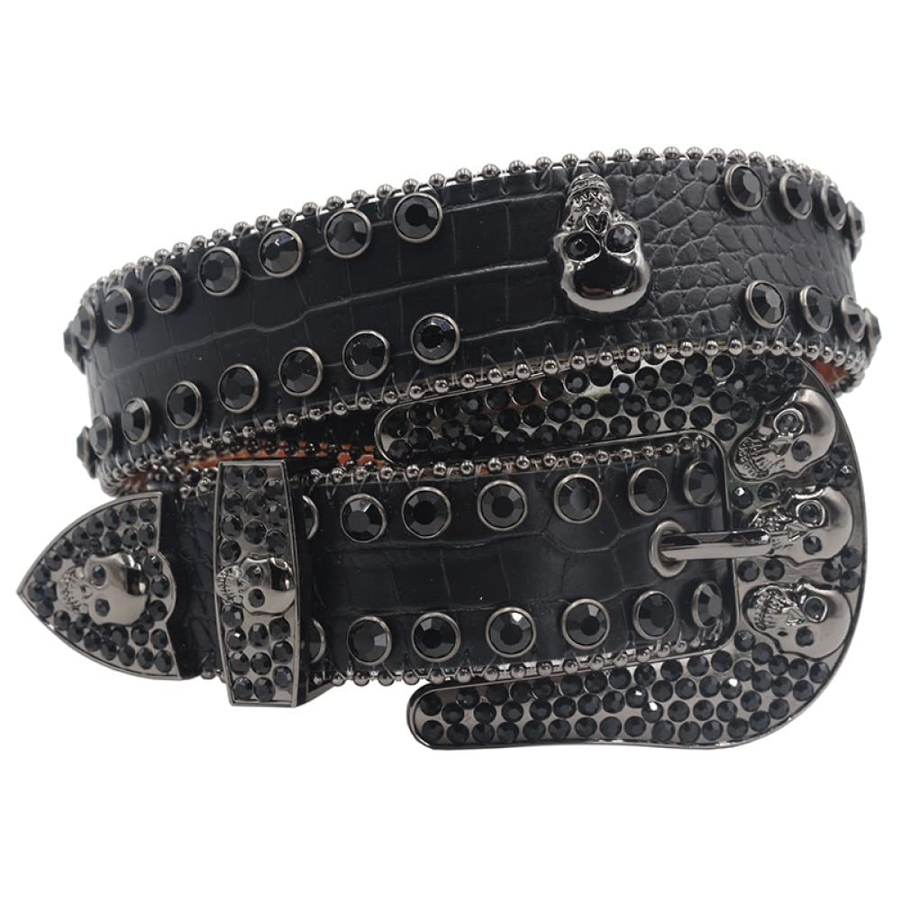 FOOOZ Luxury Strap Belts Men Women Rhinestones Belt For Cowgirl Cowboy Crystal Pin Buckle Fashion Diamond Studded Belt