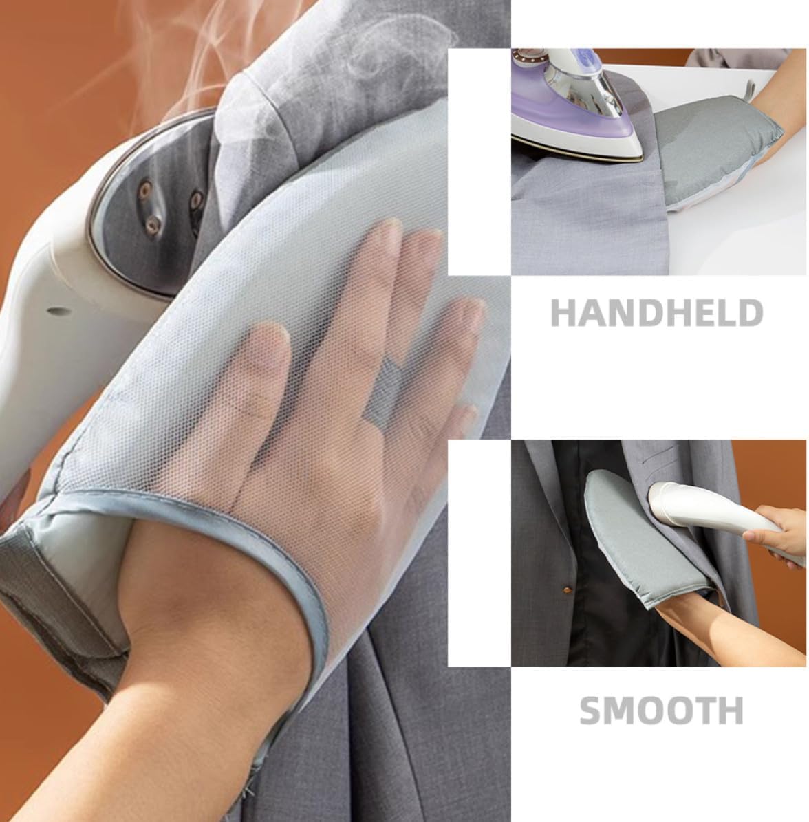 Handheld Ironing Glove Mini Steamer Accessory Linen Sponge Gray