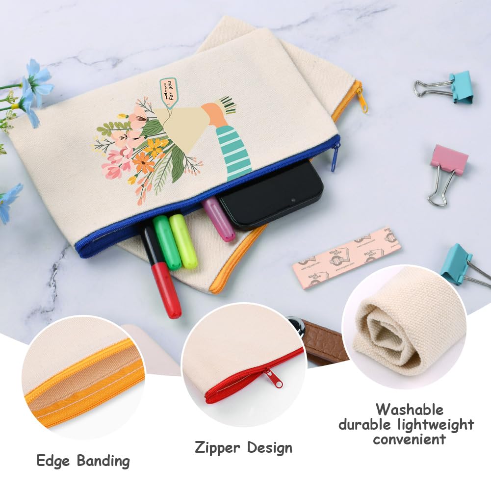 Vicloon Astuccio in Tela, 20Pcs DIY Astuccio in Cotone con Cerniera, Astuccio per Matite Vuoto con 3Pcs Modelli, Sacchetti con Cerniera, DIY Sacchetto per Feste per Feste, Attività in Classe