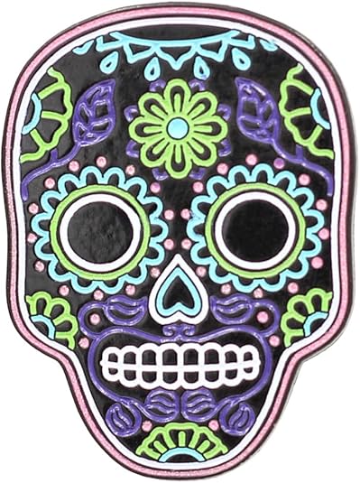 Real Sic Neon Sugar Skull - Día de Muertos Pin, Dead of the Day, Glow in the Dark Enamel Pin, Skull Lapel Pin - Unisex Gift