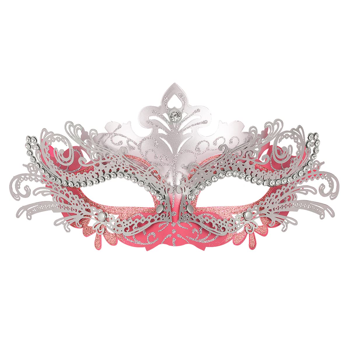 Hoshin Masquerade Mask, Mardi Gras Deecorations Venetian Masks for Womens (Pink & Silver) - Image 2