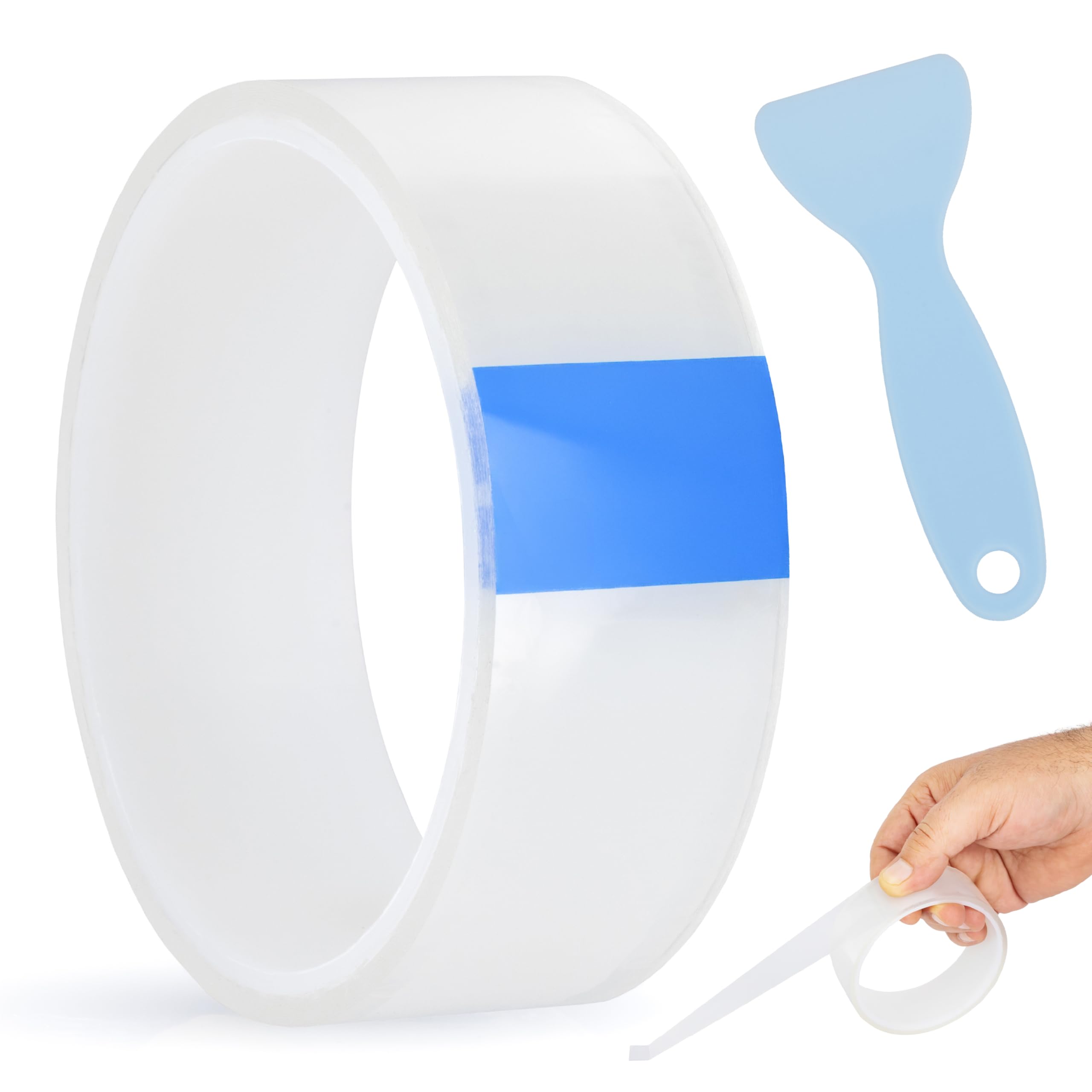 Nastro Sigillante per Sanitari 3 m x 3 cm – Bianco – Spessore 1 mm – Impermeabile e Adesivo Rinforzato – Flessibile e Resistente – Con Spatola Inclusa – Ideale per Lavelli, Vasche, WC, Cucina, Bagno