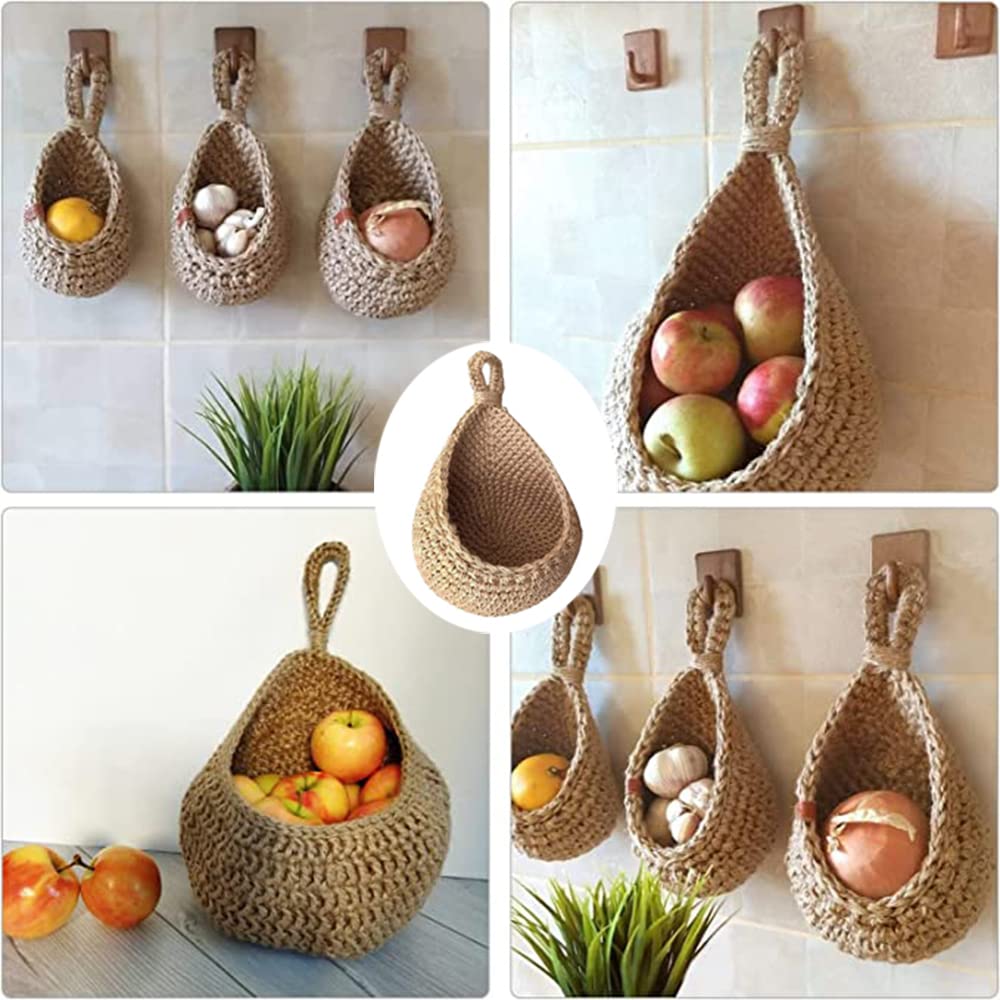 Pizens Gevlochten hangende fruitmand - Grote hangende keukenmand - Kan worden gebruikt als decoratie in keuken, woonkamer, slaapkamer, stijl 1
