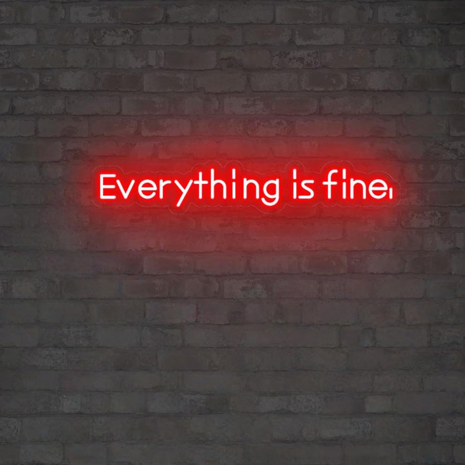 Everything Is Fine neonowy znak, motywacyjny drobny cytat dekoracja ścienna, pozytywna estetyka neonowa LED