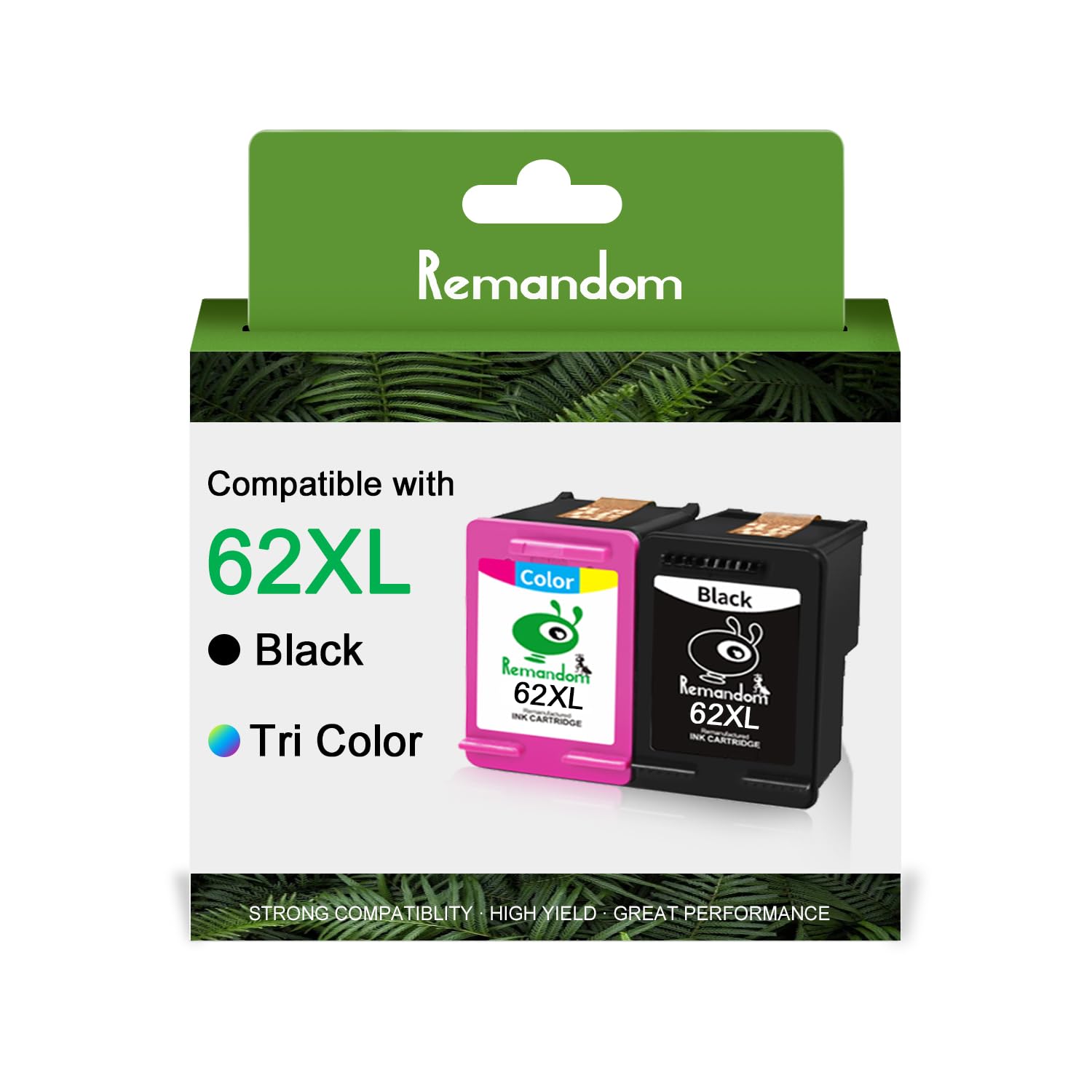 62XL Ink Cartridge Black and Color Replacement for HP Ink 62XL Cartridges for Envy 5540 5560 5640 5660 7640 7645 HP OfficeJet 250 200 5740 5745 8040 Printer (1 Black 1 Tri-Color)