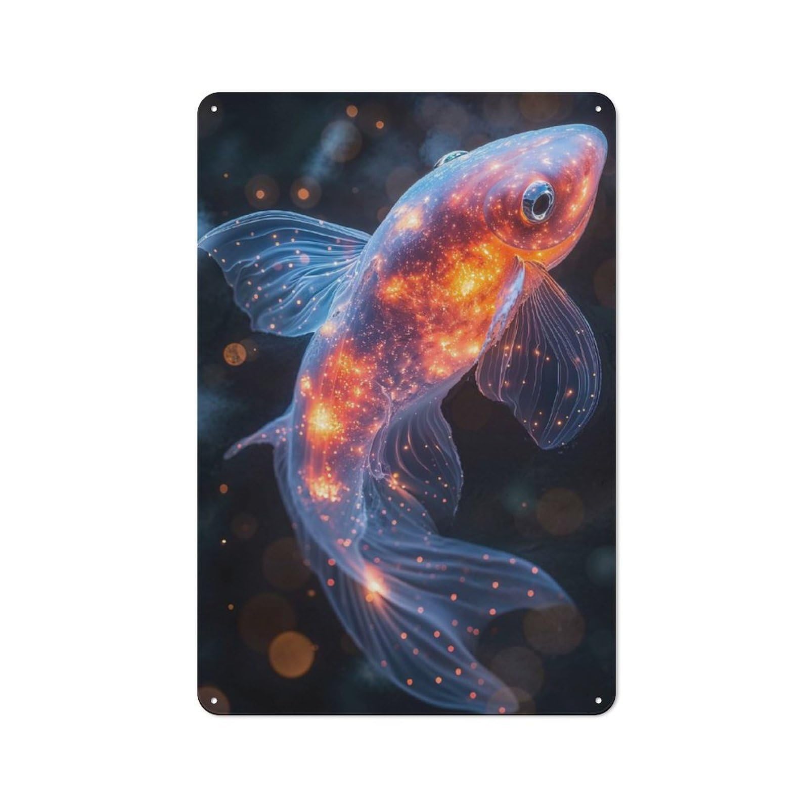 Junmoney Cosmic Goldfish For Guest Room Or Hallway, Retro-Style Tin Sign 30X20cm, For Vintage Wall Decor Fans, For Themed Room Decoration