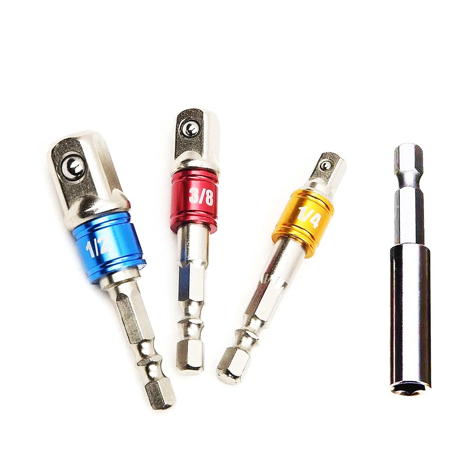 Impact Driver Bit Set Socket Adaptor Bits Set 3PCS+ Magnetic Quick Release Drill Bit Holder 1/4 Inch Hex Shank Drill Bit Holder Screwdriver Bits Holder 60mm SYS-1