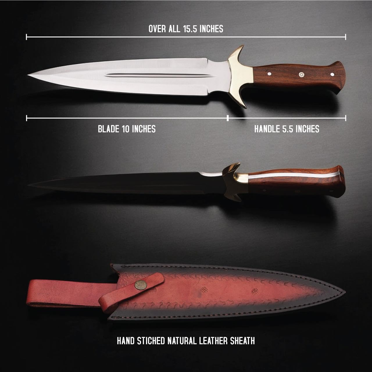 H & H BLADES Handmade D2 Steel Dagger Knife with Sheath | 15