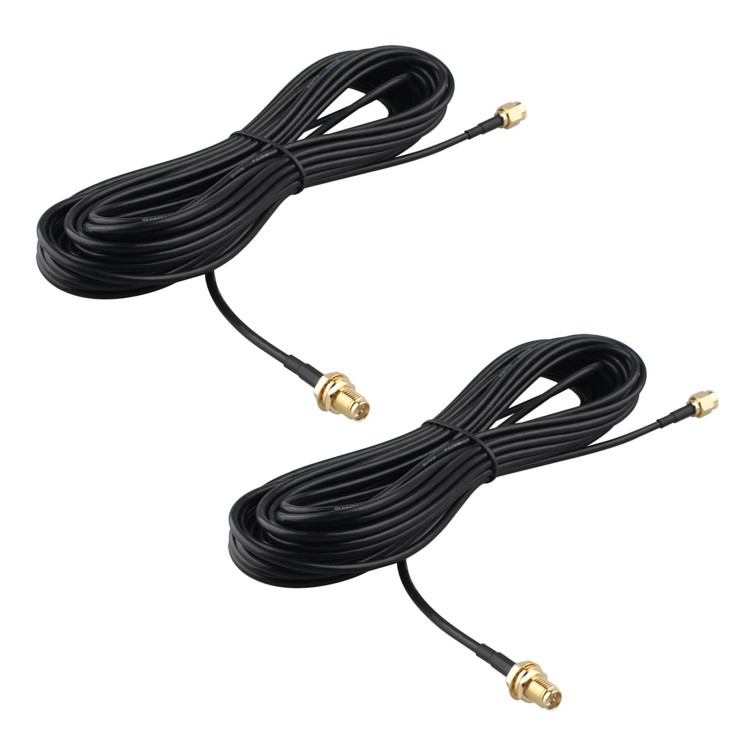 2PCS RP-SMA Male to RP-SMA Female WiFi Antenna Extension Cable Bulkhead Mount RG174 Coaxial Cable 9m/29.5 feet for WiFi Router Gateway FPV Antenna Wireless LAN PCI Card IP Security Camera