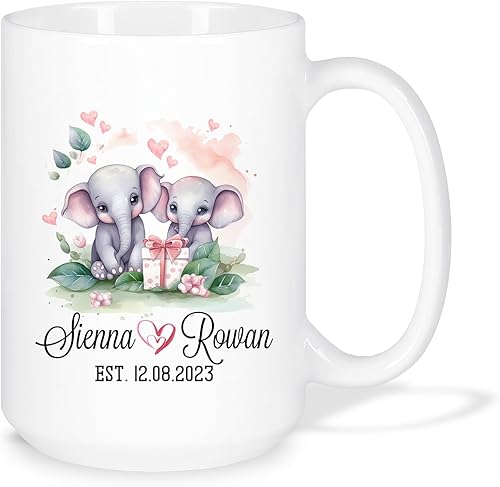 Miniatura 8 de Taza blanca personalizada para parejas de erizo lindo con nombre, tazas de café para parejas, regalo de taza de té de erizo para amantes del erizo,
