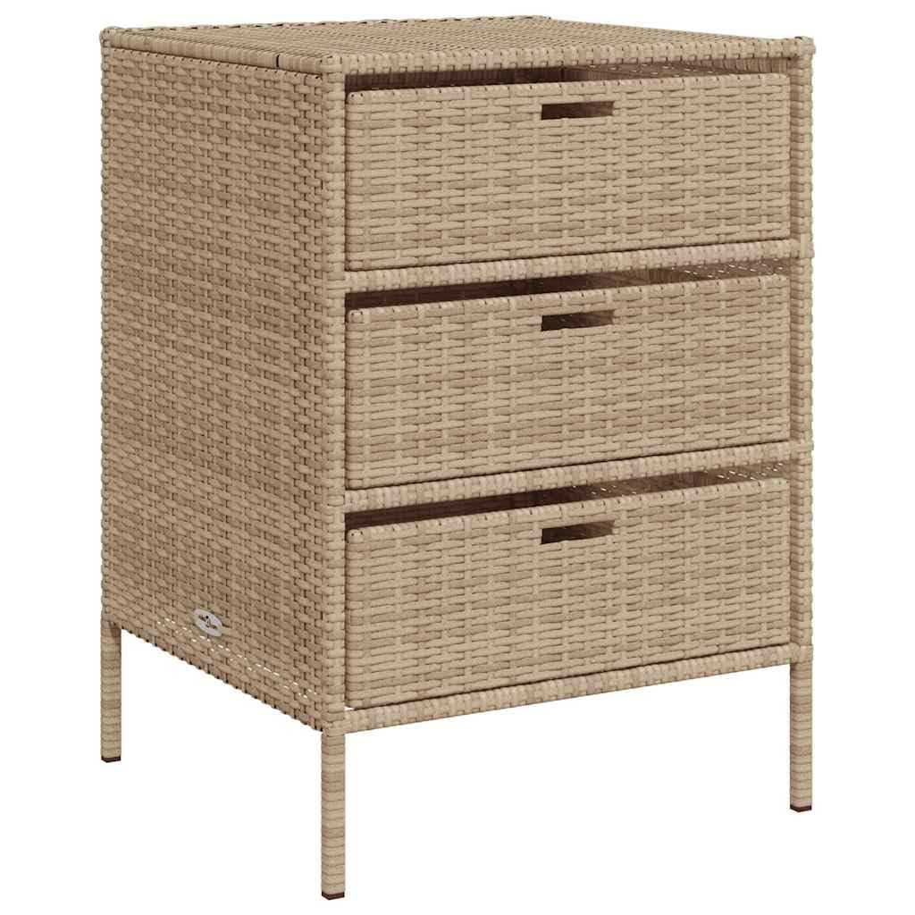 vidaXL Armoire de Rangement de Jardin, Résine Tressée Beige avec Tiroirs