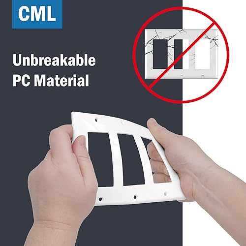 Miniatura 3 de CML - Placas decorativas de pared de 3 segmentos, paquete de 4 cubiertas para receptáculos de toma de corriente y placas para interruptores, tamaño