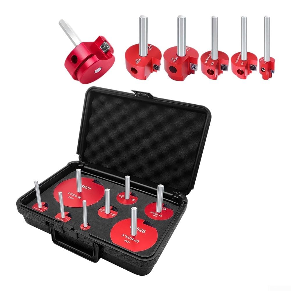 Kit de escariador de tubería PPR 8 piezas juego de herramientas de ahorro de montaje con eje hexagonal de 3/8 pulgadas para tubería de agua de drenaje de PVC CPVC ABS de 1/2 a 4 pulgadas de diámetro