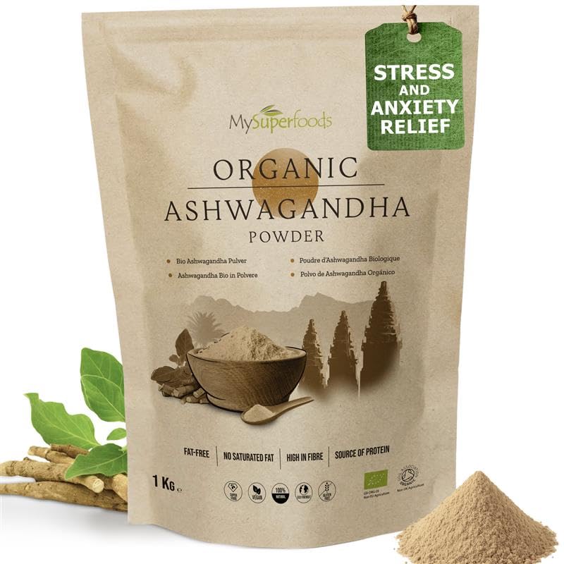 MySuperfoods Organic Ashwagandha Powder 1kg, Rich Source of Vitamin B6 & B12EU OrganicSoil AssociationSoil AssociationSoil Association