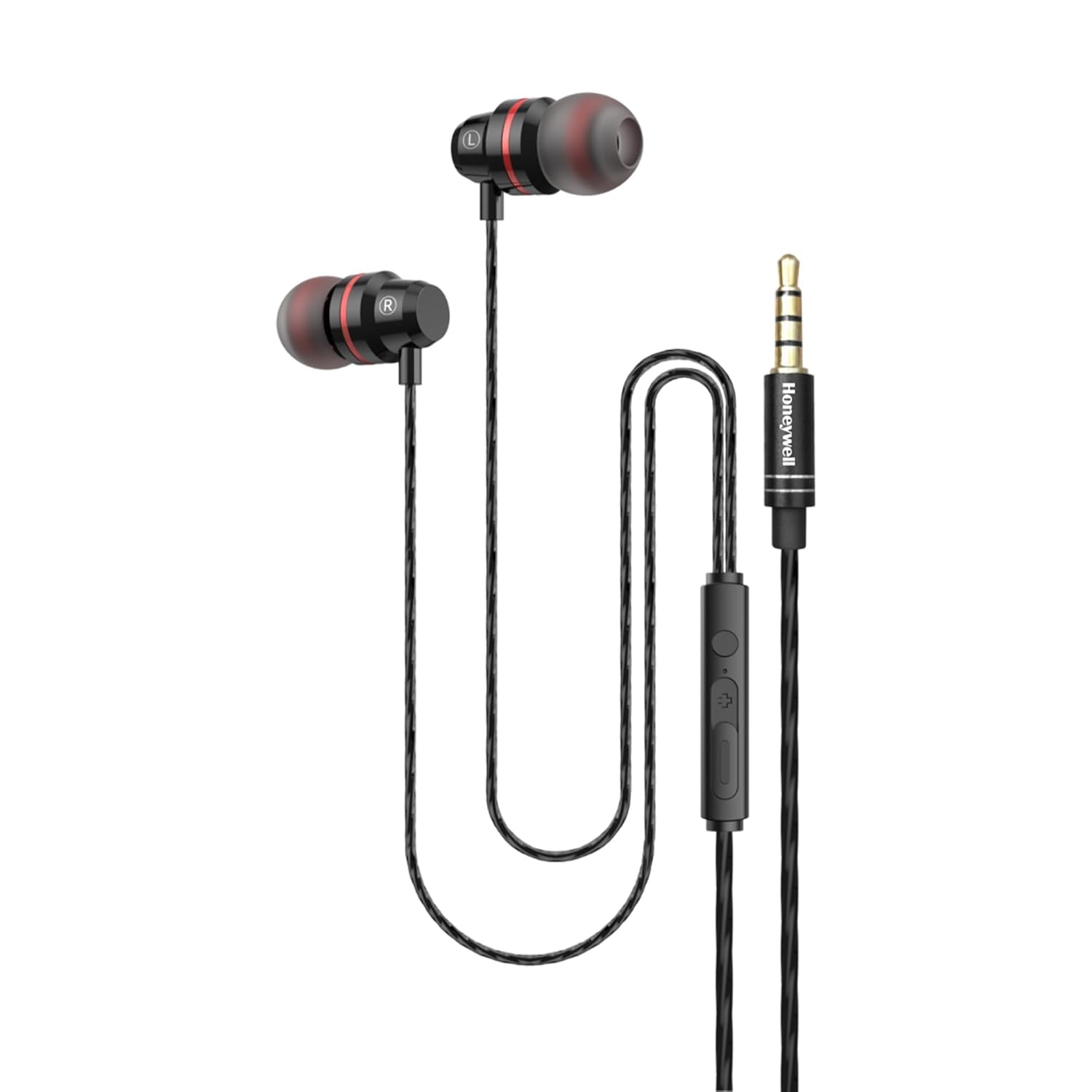 (Refurbished) Honeywell Moxie V50 Wired Earphones with Built in Mic, 10mm*2 Drivers, Passive Noice Cancellation, Deep Bass & Clear Sound, Ultra HD Mic Quality, 3.5mm AUX, Voice Assistant Enabled, 1.2 Mtr