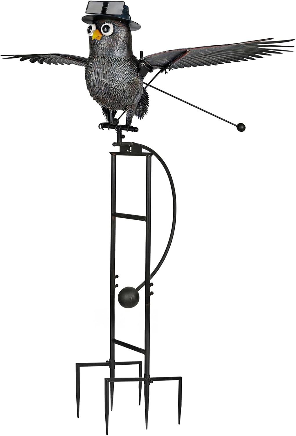 Kinetic Owl Metal Garden Rocker, 81" High Flying Owl Garden Stake, Rocking Bird Sculpture Yard Stakes with Flapping Wings, Decorative Garden Stakes for Outdoor Decor,