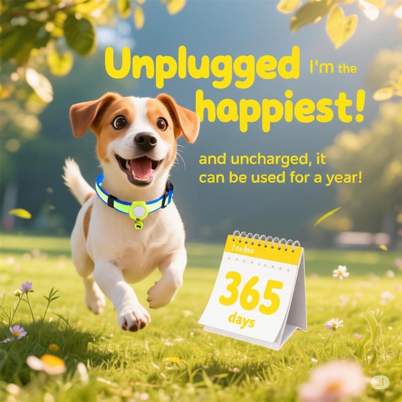 Pet Bluetooth Positioning Collar iOS Certification 365 Days Standby Reflective Waterproof, Green(L) - image 5