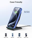 NANAMI Chargeur sans fil,15W Max Support de recharge sans fil rapide pour iPhone 17 16 15 14 13 12 11 Pro Max XS 8,Téléphone Chargeur Station pour Samsung Galaxy S26 S25 S24 S23 S22 Ultra S21 S20 S10,Pixel 9 8 7 6 5