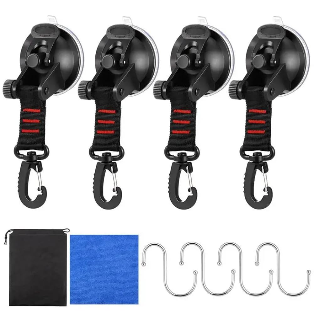 Littimoon Suction Cup Anchor 4 Pieces Vacuum Suction Cup with Hooks Outdoor Gear Camping Tarp Accessory Strong Load-Bearing