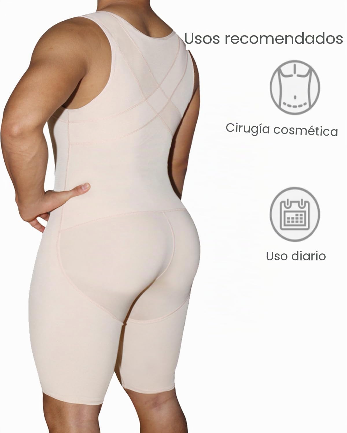 Fajas Shapewear Mono Reductoras Hombre Body Shaper Control de Abdomen y Piernas Compresión de Cuerpo Moldeadora Calzoncillos Pantalones Camiseta Interior