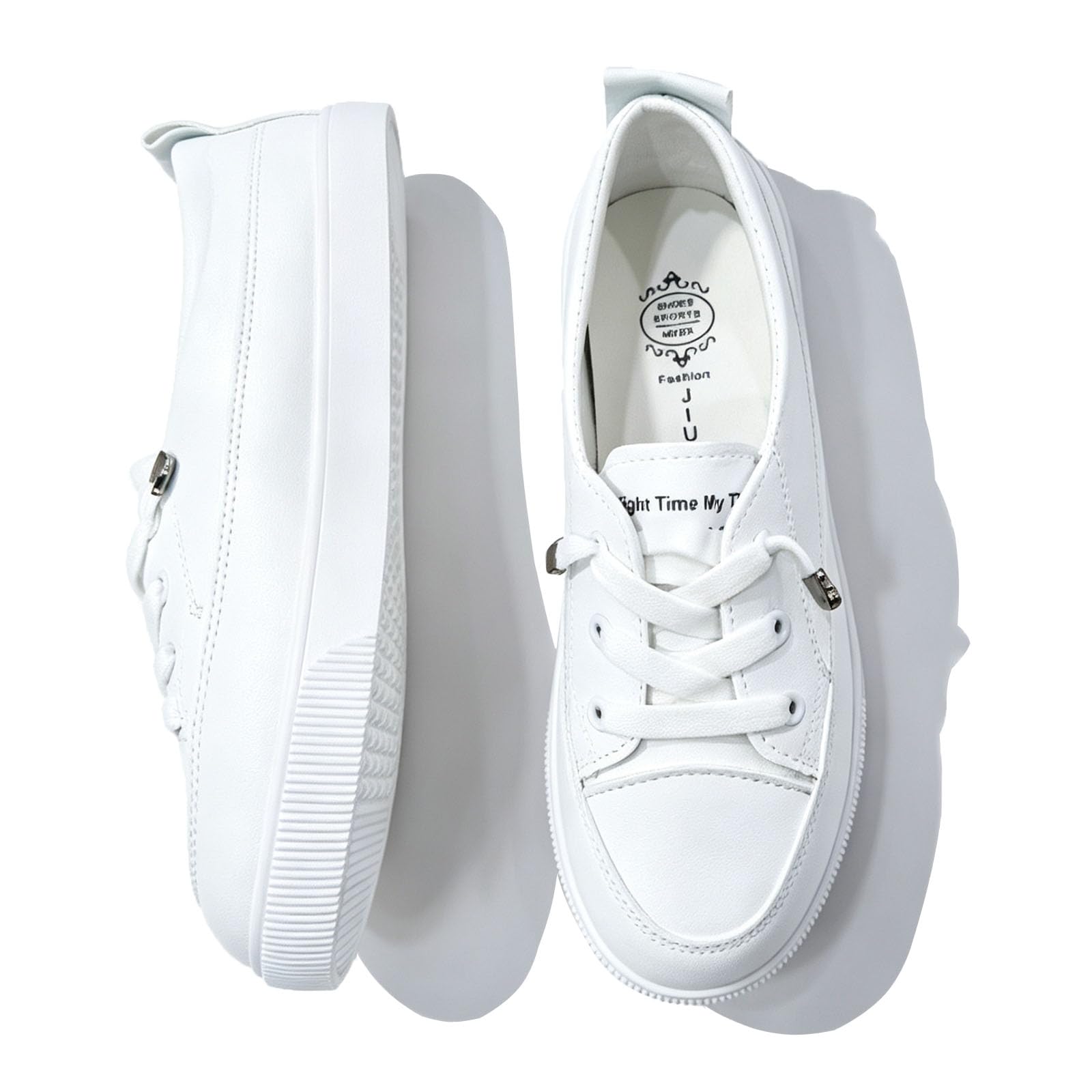 Women’s White Tennis Shoes Slip On PU Leather Casual Sneakers