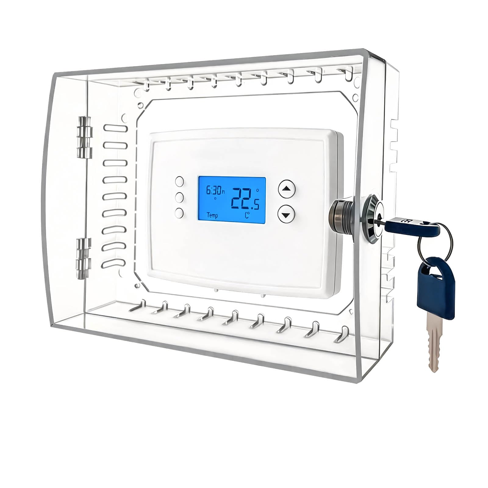 Thermostat Lock Box with Key, Clear Thermostat Cover with Lock for Thermostat on Wall, AC Lock Box Cover with Key Fits Thermostats 4.8"H x 6.3" W or Smaller
