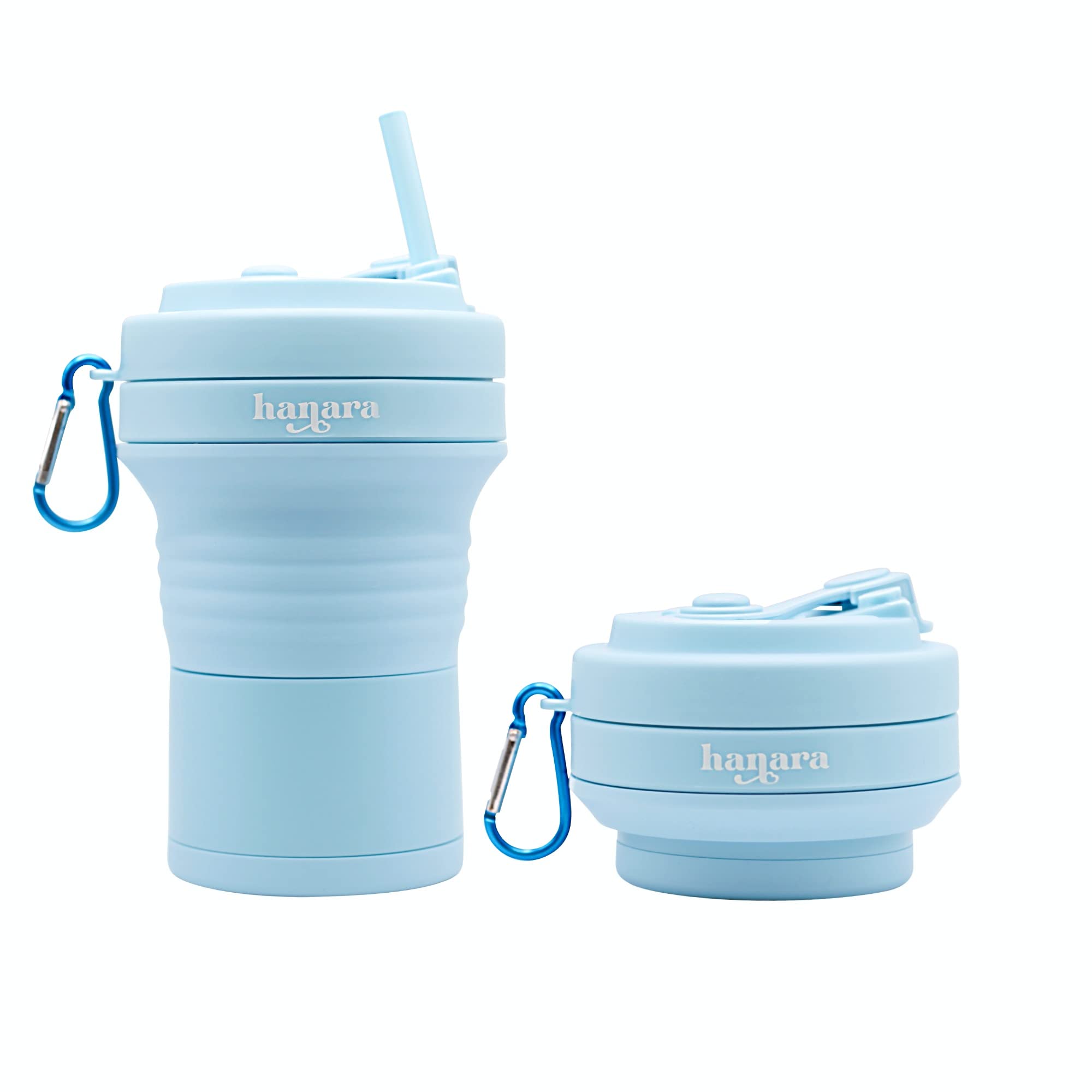 HANARA Collapsible Cup with Reusable Straw – 18 Oz (550 Ml), Portable Travel Mug, BPA-Free, Leak-Proof, Microwave & Dishwasher Safe, Multi-Purpose for