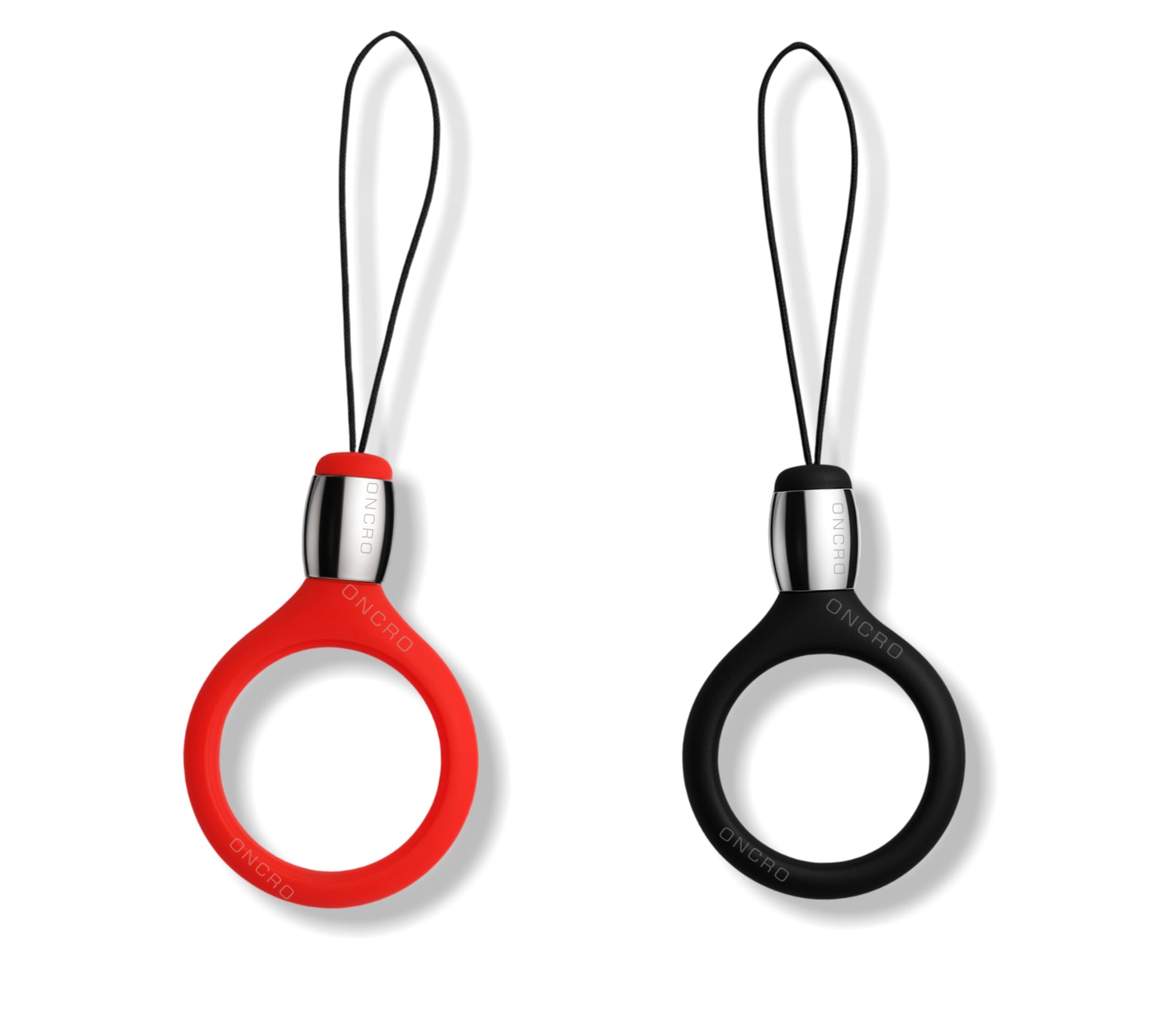 Pack of 2 Round Shape Silicone Finger Ring Silver Top with hanging charms Keychain Lanyard strap Charm Anti-Slip Thread for Mobile Phone charm Camera Pen Drive holder keychain keyring-image-4