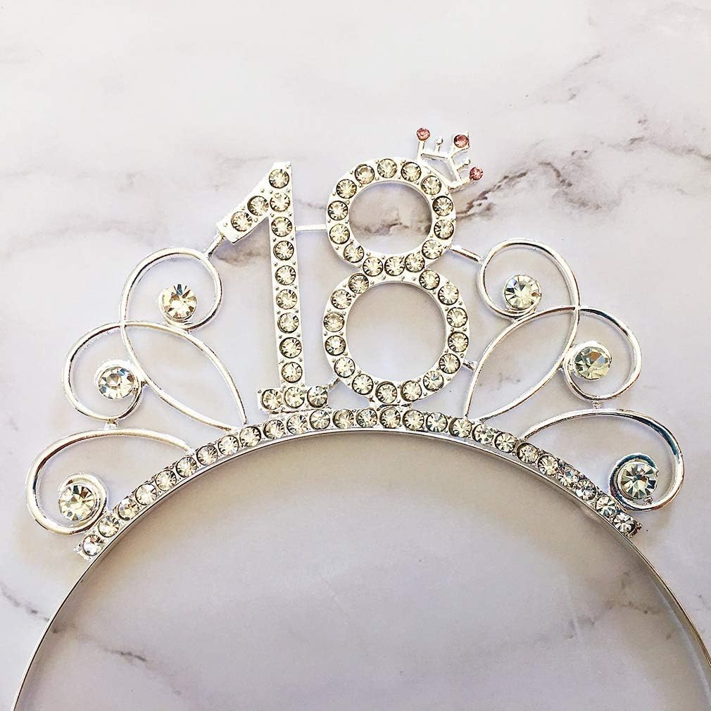 Silver 18th Birthday Headband Tiara, Hair Accessories of 18th Girl Birthday, Decoration Headband with Crown - Image 4