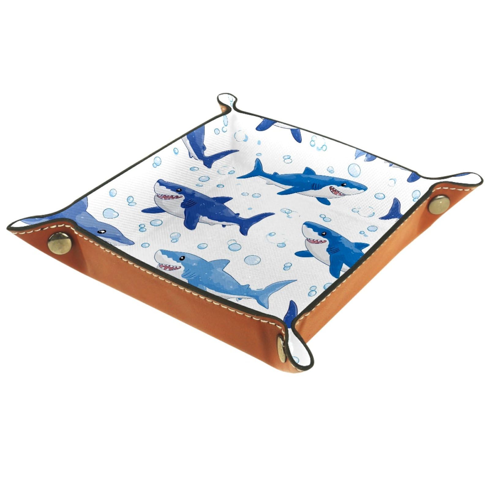 VAPOKF Cartoon Shark Dice Tray, Folding Microfiber Leather Dice Holder for Dungeons and Dragons RPG Dice Gaming D&D and Other Table Games