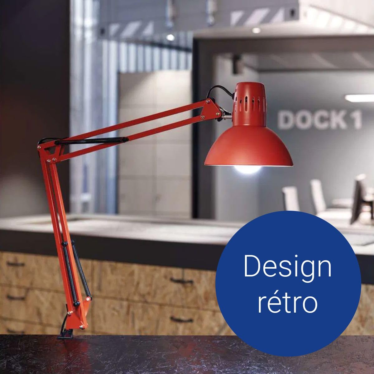 MAUL lampe de bureau MAULstudy en métal | Lampe LED professionnelle | Lampe à pince flexible pour le bureau, le salon et l'atelier | Haute qualité d'éclairage à LED | Sans ampoule | Rouge