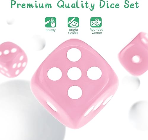 Miniatura 54 de Juego de 36 dados mini de 0.472 in, 6 caras, juego de dados con patrón de perlas, 6 dados estándar para Yahtzee, Bunco o enseñanza de matemáticas
