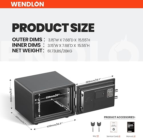 Miniatura 6 de Caja biométrica ignífuga e impermeable pesa 62 libras, 1.5 pies cúbicos caja a prueba de fuego para el hogar, oficina, caja de seguridad, gabinete