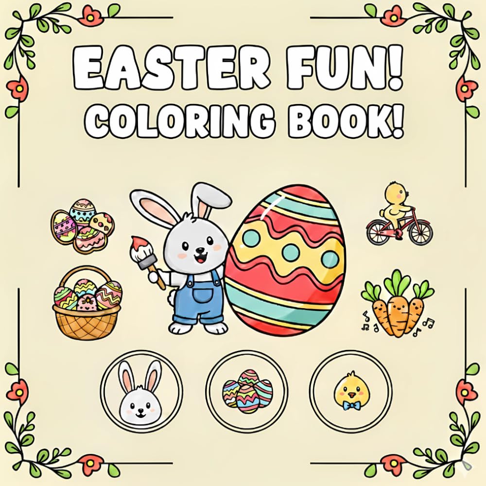 Easter Fun! Coloring Book: A Cute Easter Basket Stuffer for Kids, Toddlers and Preschoolers with Bunnies, Chickens, and Spring Patterns for Hours of Coloring Joy