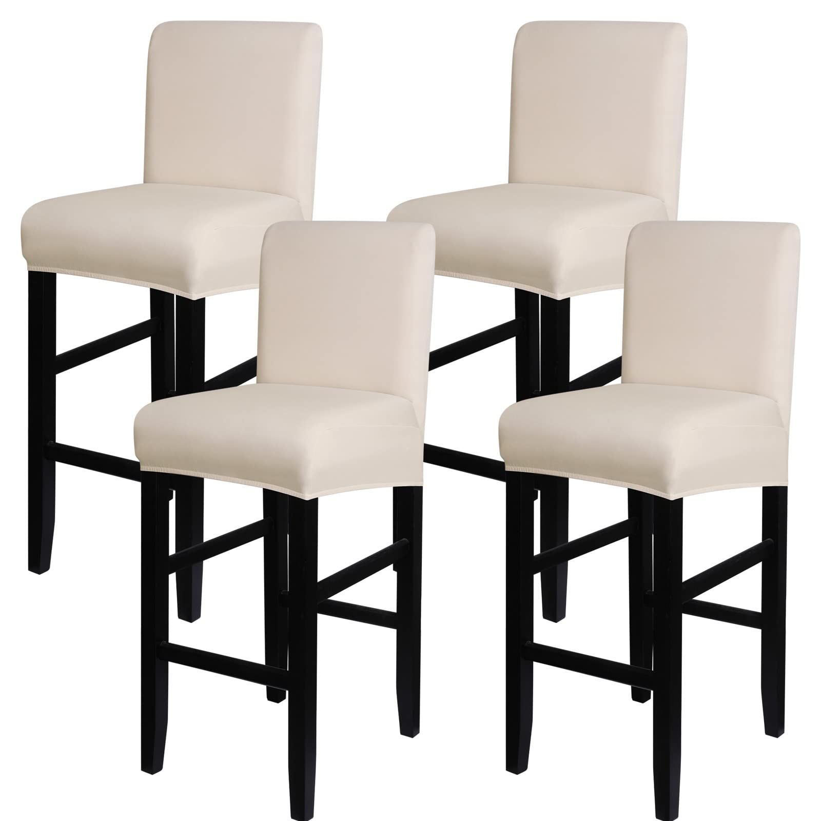 SearchI Stretch Bar Stool Covers Set of 4, Stretch Removable Washable Printed Bar Stool Chair Covers, Counter Height Chairs Covers for Kitchen Dining Room Cafe Furniture
