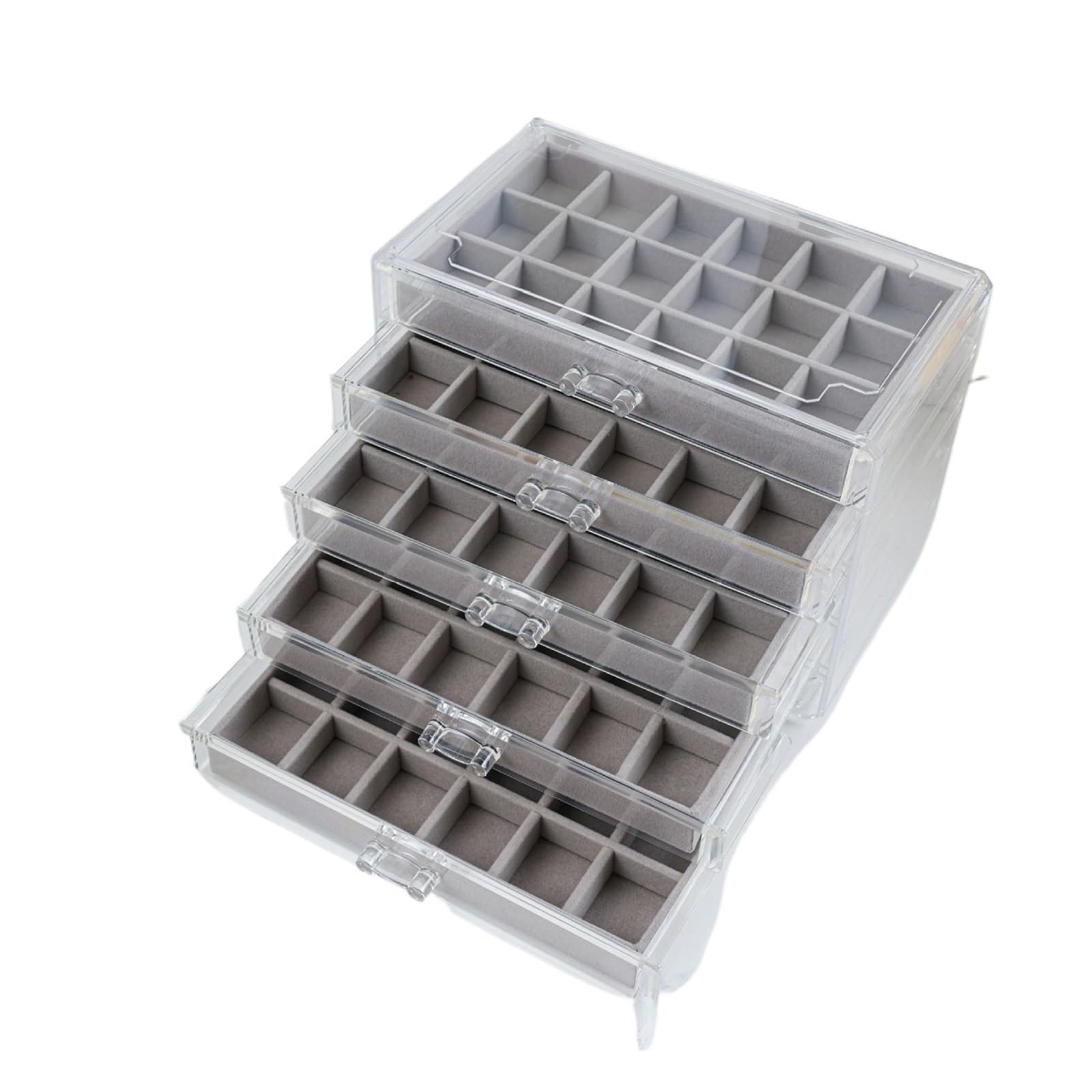 YUSUZH Jewelry Organizer Box Transparent Display Case 5 Layer Earrings Necklace Ring Plastic Organizing Boxes Velvet Tray Gifts for Rings, Earrings