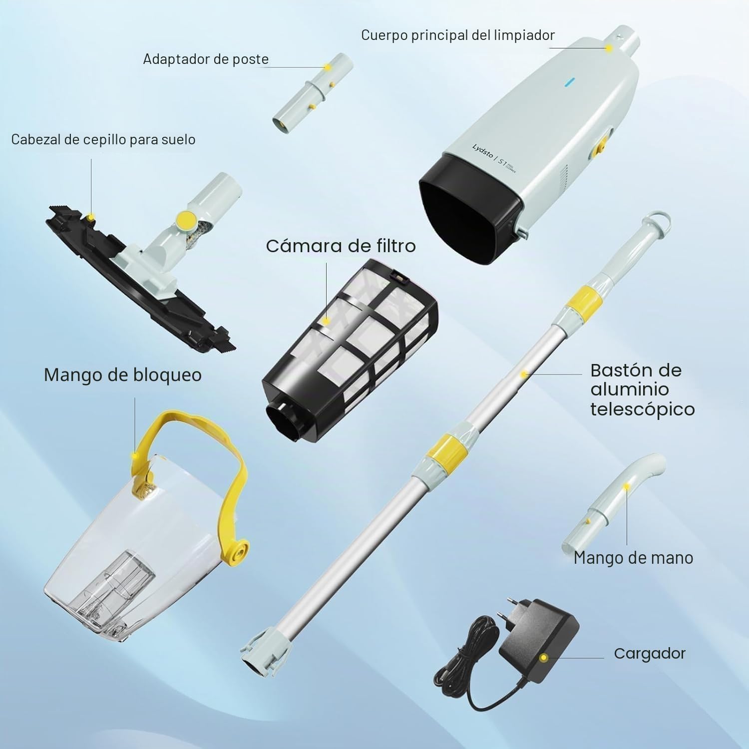 Lydsto S1 Aspirador de Piscina, Aspirador Sin Cable para Piscinas con Mango Telescópico, 60 Minutos Limpieza, para Piscinas, Bañeras de Hidromasaje, SPA