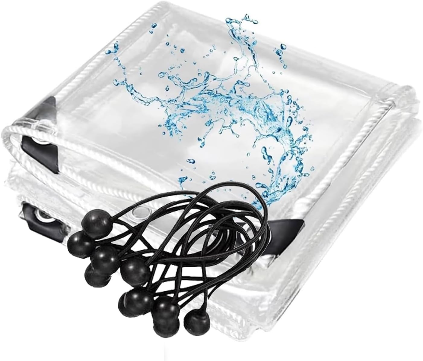 Outdoor Vinyl Tarp Clear Panel Curtains Waterproof Tear Resistant 0.35mm PVC Transparent Tarpaulin Cover for Camping, Greenhouse, Plants, Cars, Patio, Pergola Side Screen(1.8x1.8m)